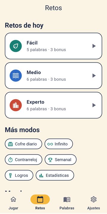 Retos diarios y modos de juego extra